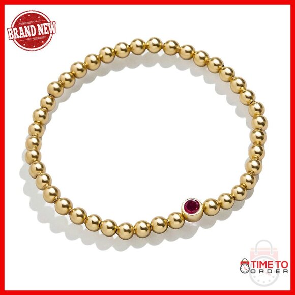 Gold Plated Sterling Silver Stretch Bracelet with Cubic Zirconia Stones